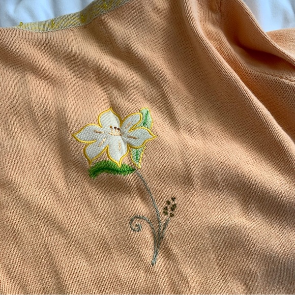 Vintage Morning Song Crewneck Yellow Cardigan Sweater SZ L - Picture 6 of 14